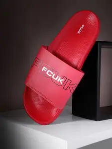 FCUK Men Brand-Logo Print Sliders
