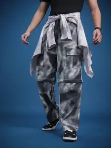 The Roadster Life Co. Men Dyed Print Baggy Fit Convertible Pure Cotton Cargos