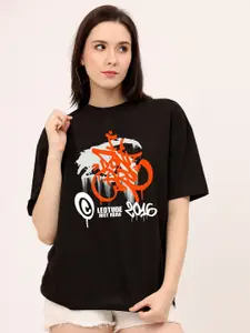 Leotude Women Printed Half Sleeve Oversized   T-shirt