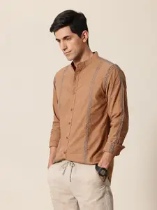 Mr Bowerbird Pure Cotton Embroidered Tailored Fit Opaque Casual Shirt