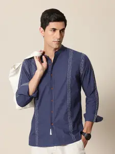 Mr Bowerbird Pure Cotton Embroidered Tailored Fit Opaque Casual Shirt