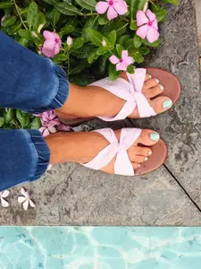 POSTCARD Women Printed Open Toe Flats