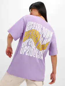 JUNEBERRY Women Printed Pure Cotton Oversized T-shirt