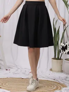 NEUDIS Women Above Knee Pleated Flared Skirt