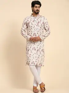 Rawayi Tie & Dye Mandarin Collar Linen Straight Kurta