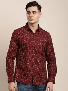 Turtle Men Floral Printed Classic Slim Fit Opaque Casual Shirt