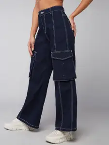 DOLCE CRUDO 
Women Wide leg High rise Clean look Regular Stretchable Denim Jeans