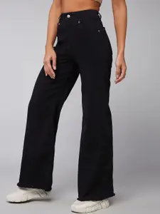 DOLCE CRUDO High Rise Clean Look Regular-Length Stretchable Wide Leg Denim Jeans