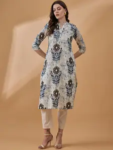all about you Floral Printed Mandarin Collar Straight Kurta