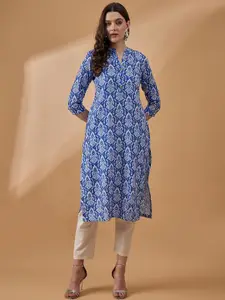 all about you Ethnic Motifs Printed Mandarin Collar Straight Kurta