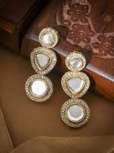 TEEJH Stone Studded Drop Earrings