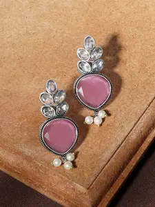 TEEJH Stone Studded Classic Drop Earrings