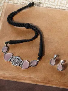 TEEJH Stone-Studded Necklace and Earrings