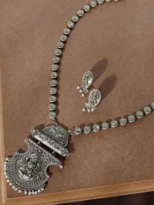 TEEJH Stone-Studded & Beaded Necklace and Earrings