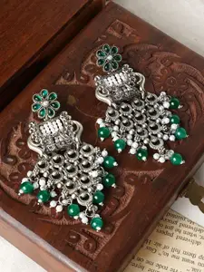 TEEJH Stone Studded & Beaded Drop Earrings