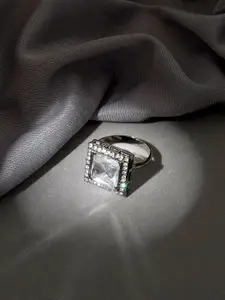 TEEJH Maharani Silver Oxidised Finger Ring