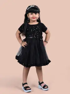 Shrithi Fashion Fab Sequined Embellished Velvet Fit & Flare Dress