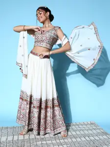 Sangria Off White Sequin Embroidered Ready To Wear Lehenga Choli With Dupatta