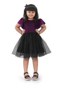 Shrithi Fashion Fab Flared Sleeve Net Fit & Flare Dress