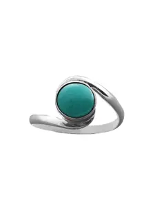 Exotic India Reconstituted Turquoise Stone Sterling Silver Ring