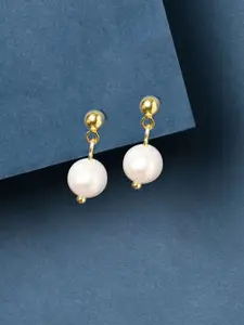 Accessorize Gold Plated Pearl-Beaded Contemporary Drop Earrings