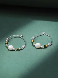 Accessorize Sterling Silver Beaded Hoop Earrings