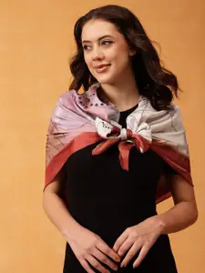 Silk Land Women Printed Scarf With Zari Bborder