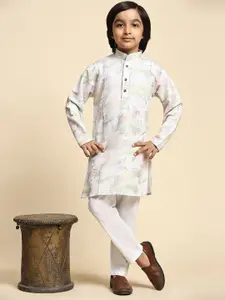 Pro-Ethic STYLE DEVELOPER Boys Floral Printed Regular Pure Cotton Kurta with Pyjamas