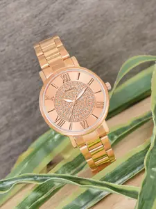 DressBerry Women Embellished Dial & Bracelet Style Straps Analogue Watch HOBDB-237-RG