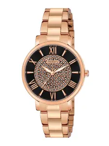 DressBerry Women Round Embellished Dial Analogue Watch HOBDB-239-RG