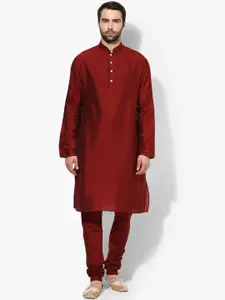 KISAH Mandarin Collar Cotton Silk Straight Kurta