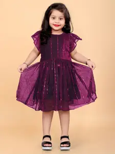 Shrithi Fashion Fab Girls Tikali Work Net Fit & Flare Dress