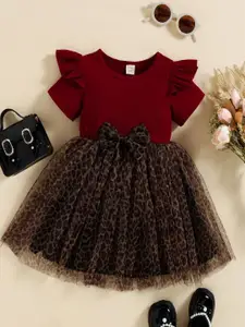 BAESD Girls Animal Printed Net Fit & Flare Dress