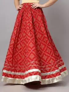 NYPA Women Bandhani Printed Flared Maxi Skirt