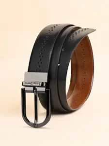 LOUIS STITCH Men Textured Leather Reversible Formal Belt