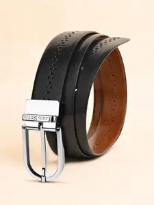 LOUIS STITCH Men Textured Leather Reversible Formal Belt