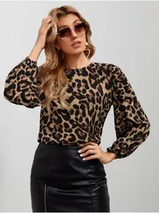 Dream Beauty Fashion Animal Print Puff Sleeve Top