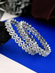 Silvermerc Designs Set of 2 Silver Plated AD Studded Bangles