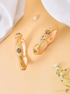 Silvermerc Designs Set Of 2 Gold-Plated Kundan-Studded Bangles