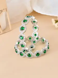 Silvermerc Designs Set Of 2 Sliver-Plated American Diamond Studded Bangles