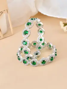 Silvermerc Designs Set Of 2 Silver Plated American Diamond Studded Bangles