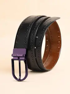 LOUIS STITCH Men Textured Leather Reversible Formal Belt
