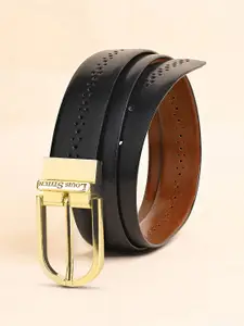 LOUIS STITCH Men Textured Leather Reversible Formal Belt