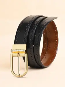 LOUIS STITCH Men Textured Leather Reversible Formal Belt