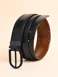 LOUIS STITCH Men Textured Leather Reversible Formal Belt