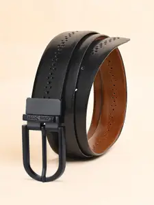 LOUIS STITCH Men Textured Leather Reversible Formal Belt