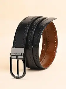 LOUIS STITCH Men Textured Leather Reversible Formal Belt