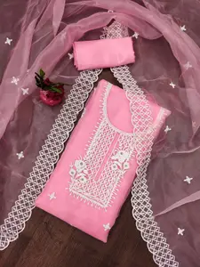 KIMISHA Floral Embroidered Organza Unstitched Dress Material