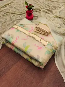 KALINI Floral Embroidered Organza Unstitched Dress Material