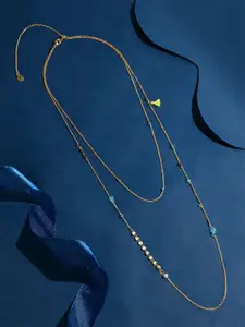 Accessorize Gold-Plated Beaded Brass Layered Necklace